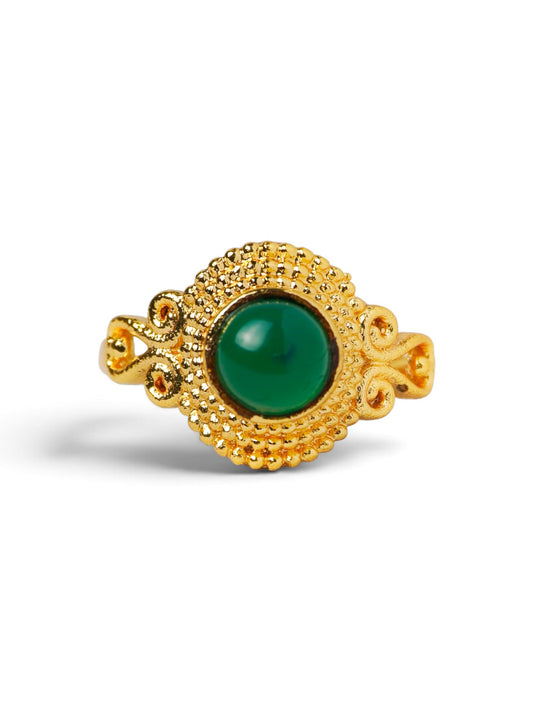 Anello Placcato Argento con Calcedonio Verde