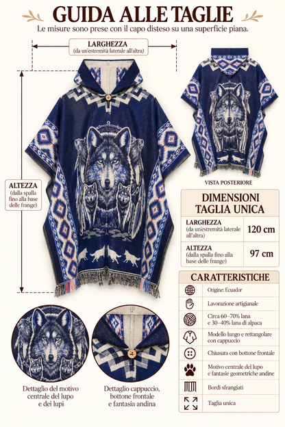 Poncho artigianale andino - Spirito del Lupo