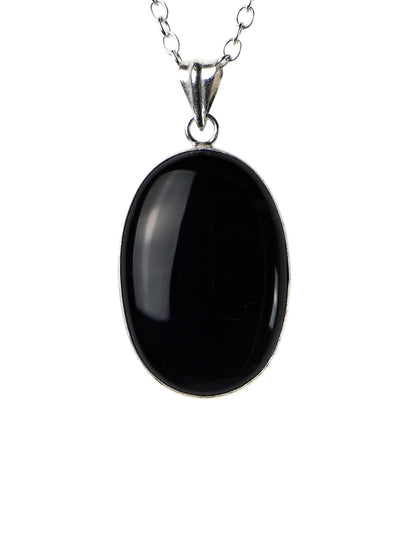 Collana Placcata Argento con Onice Nero Naturale