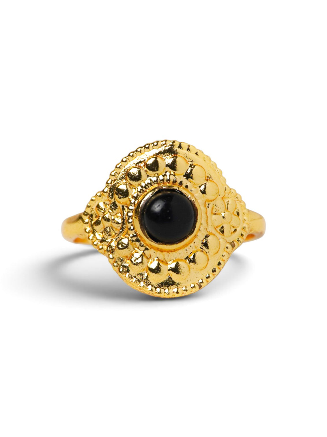 Anello Placcato Argento con Onice Nero