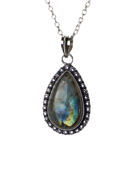 Collana Placcata Argento con Labradorite Naturale