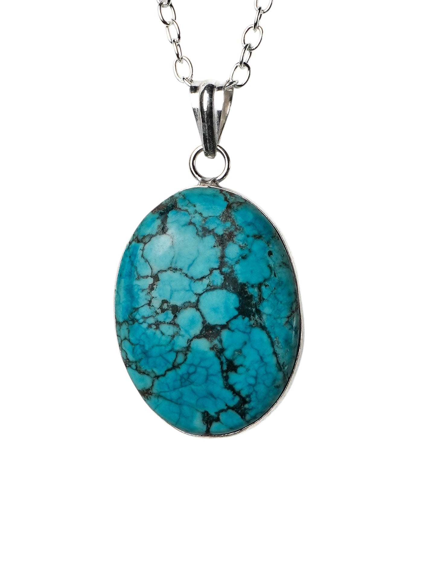 Collana Placcata Argento con Turchese Naturale