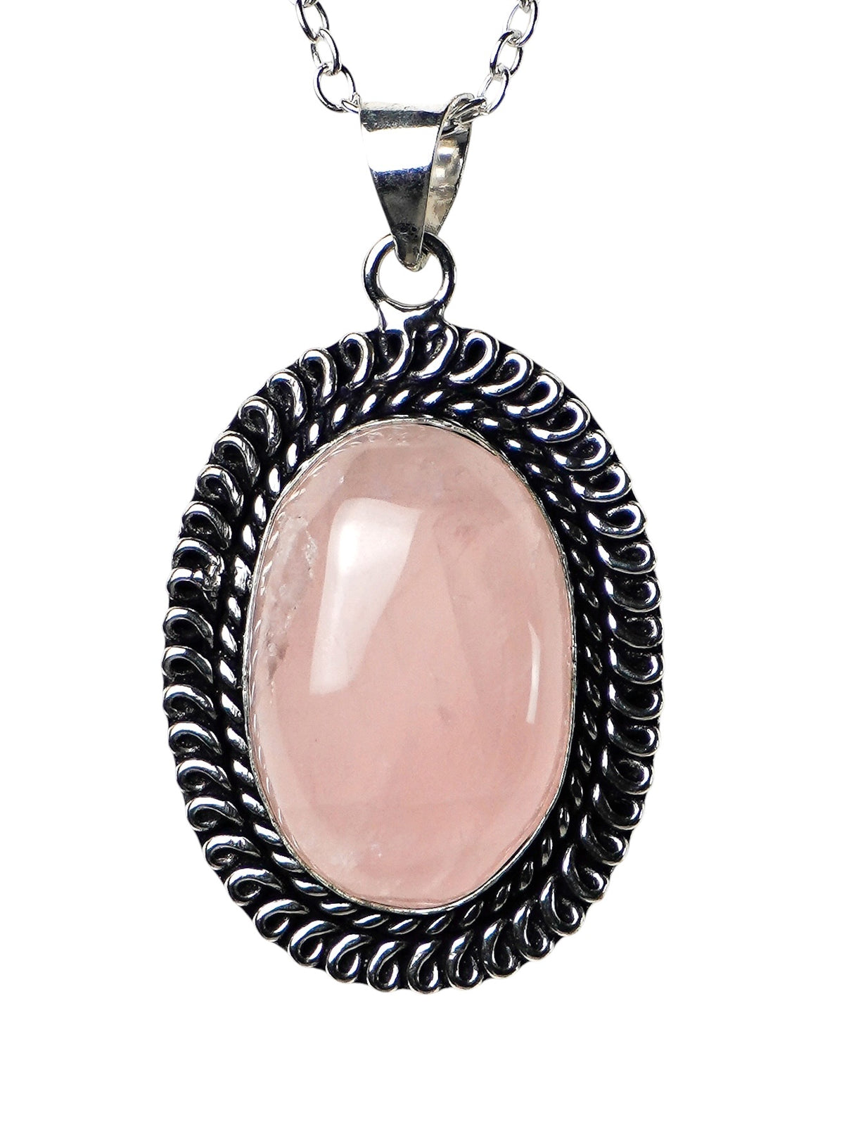 Collana Placcata Argento con Quarzo Rosa Naturale