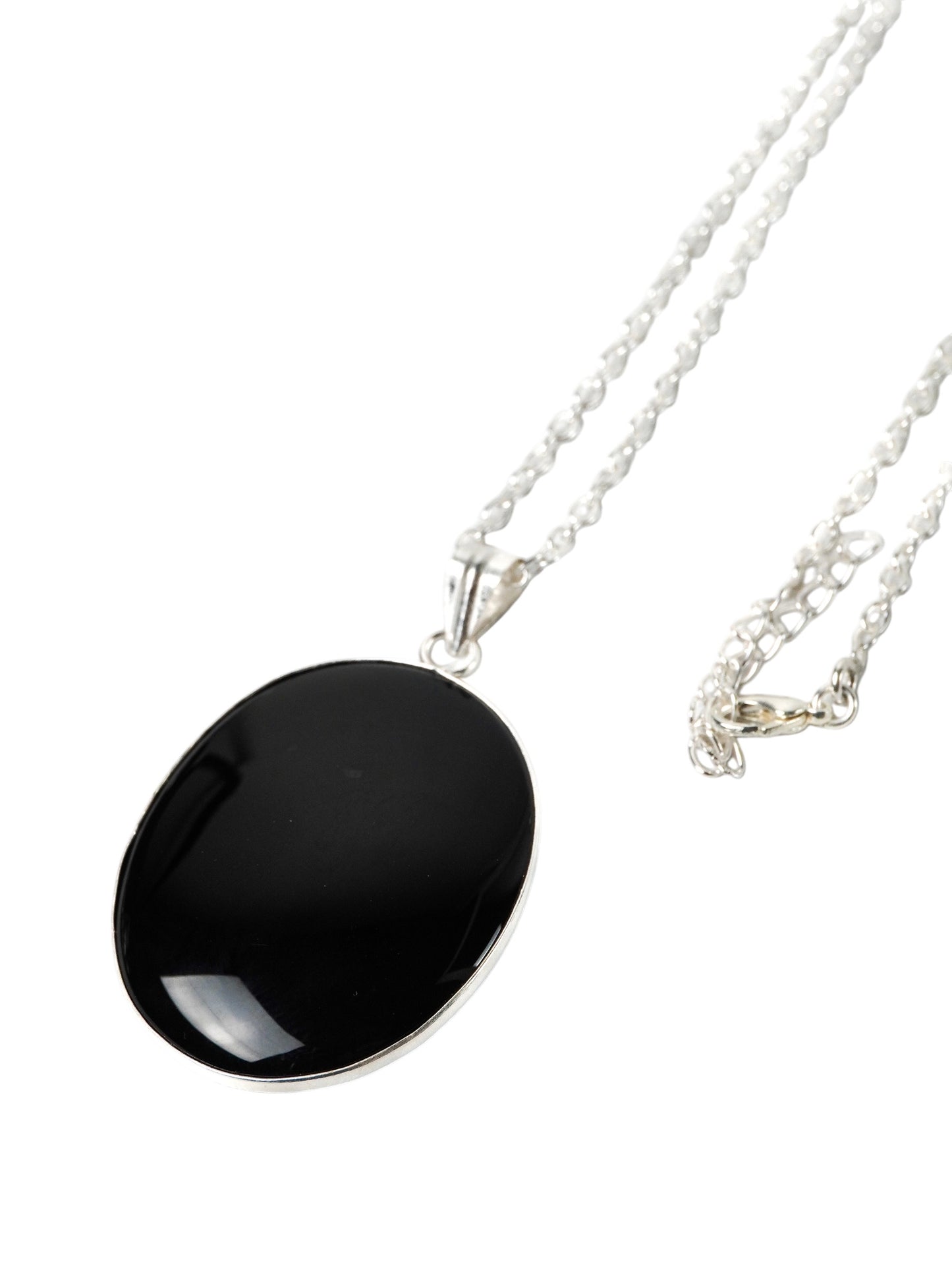 Collana Placcata Argento con Onice Nero Naturale