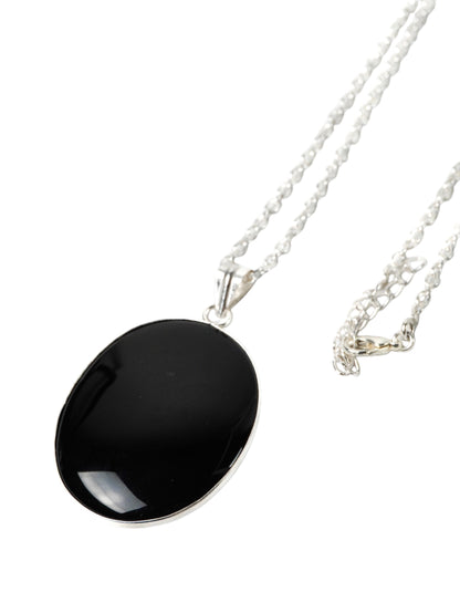 Collana Placcata Argento con Onice Nero Naturale