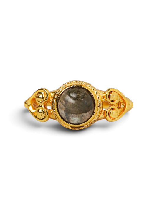 Anello Placcato Argento con Labradorite