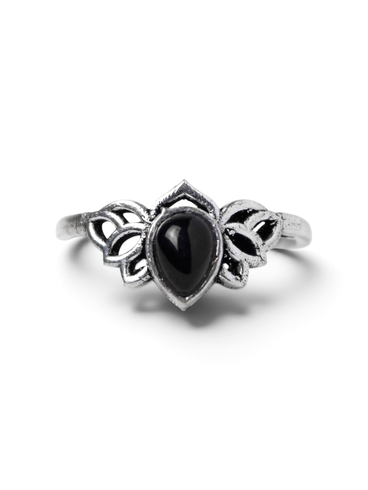 Anello Placcato Argento con Onice Nero