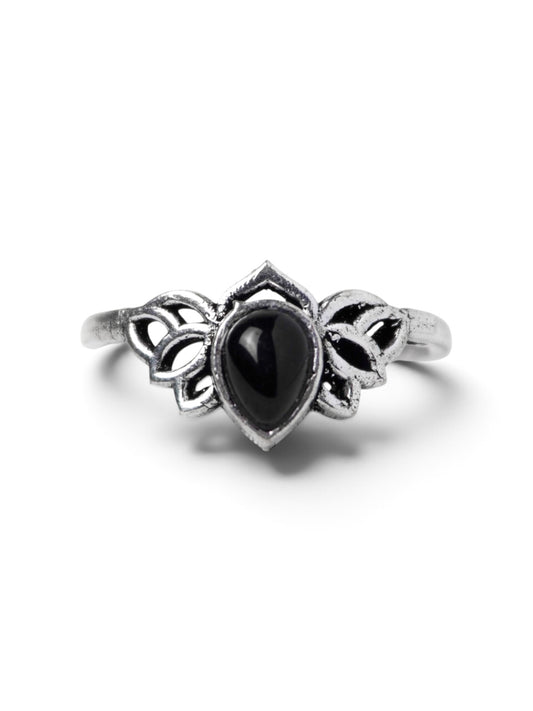 Anello Placcato Argento con Onice Nero