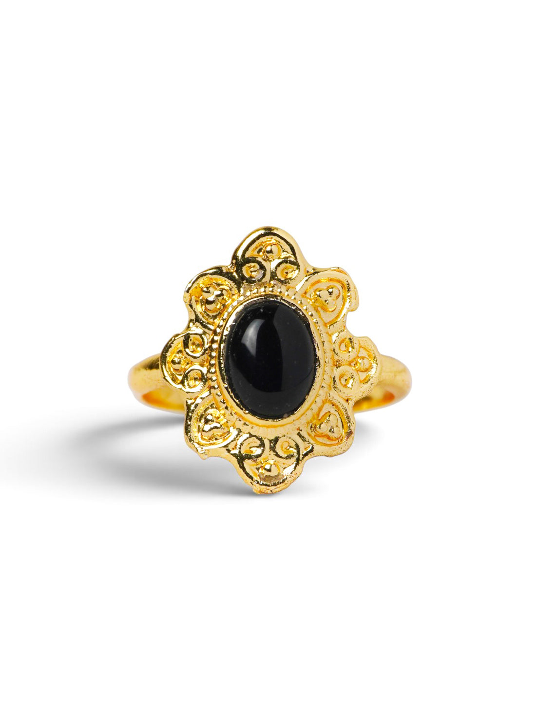 Anello Placcato Argento con Onice Nero