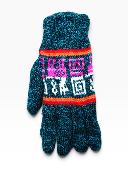 Guanti artigianali ecuadoriani in lana di alpaca – Fantasia andina multicolore