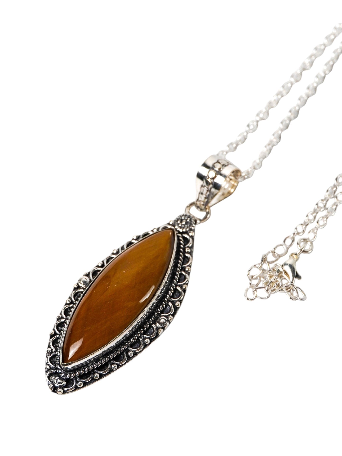 Collana Placcata Argento con Occhio di Tigre Naturale