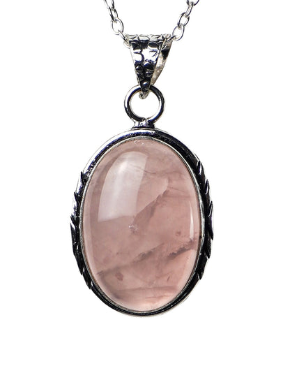 Collana Placcata Argento con Quarzo Rosa Naturale