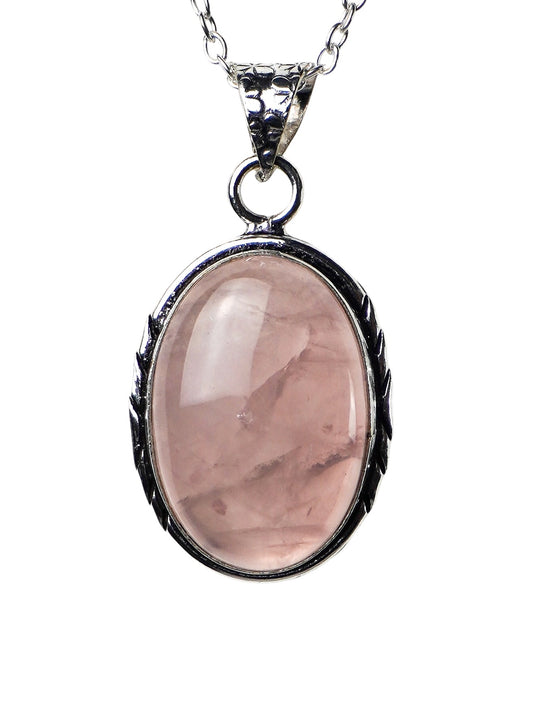 Collana Placcata Argento con Quarzo Rosa Naturale