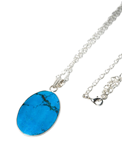 Collana Placcata Argento con Turchese Naturale