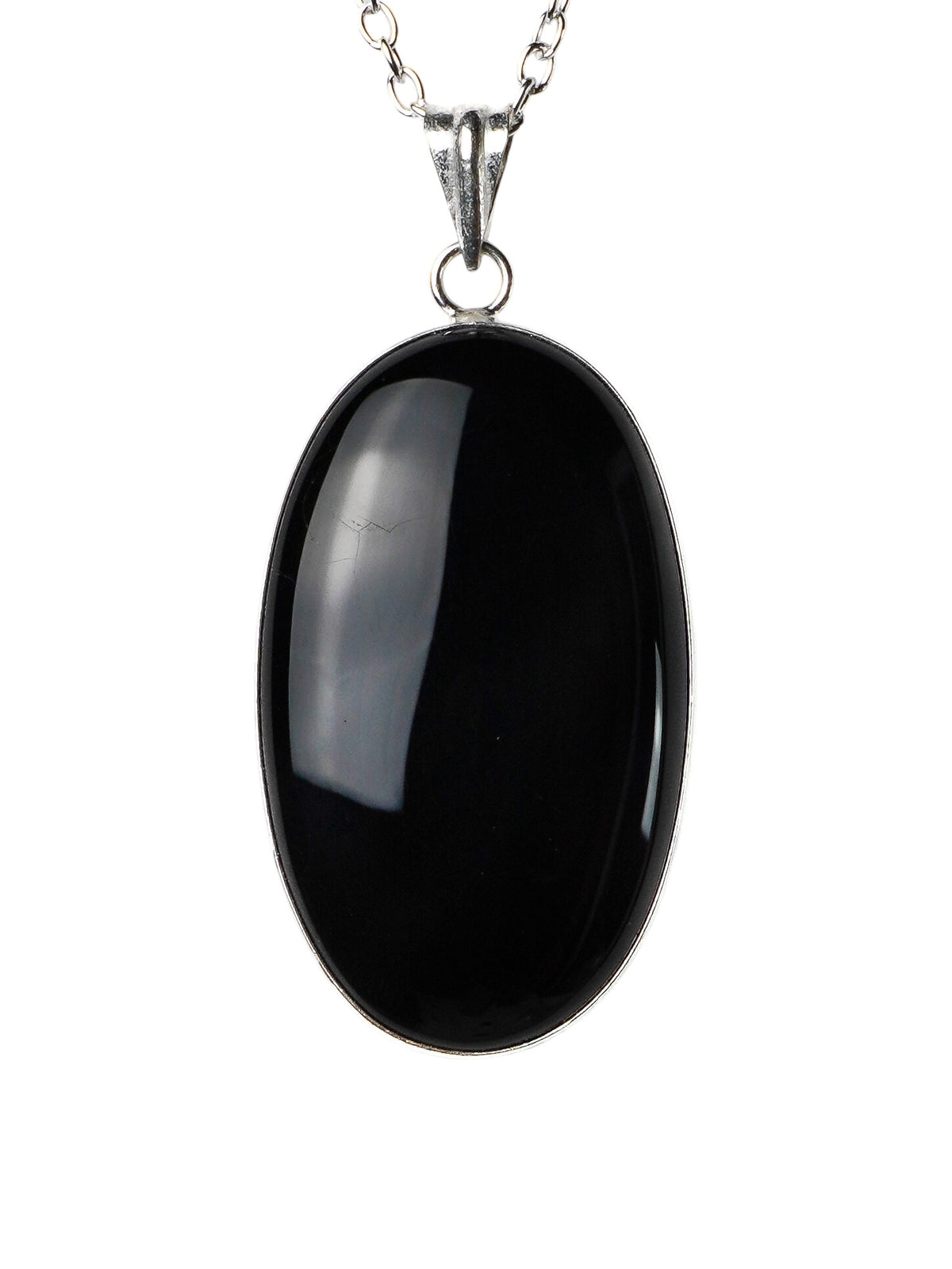 Collana Placcata Argento con Onice Nero Naturale