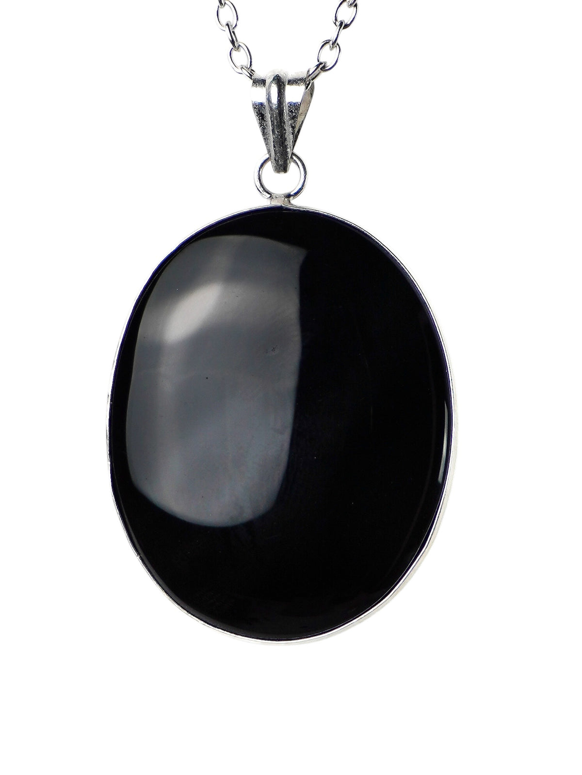 Collana Placcata Argento con Onice Nero Naturale