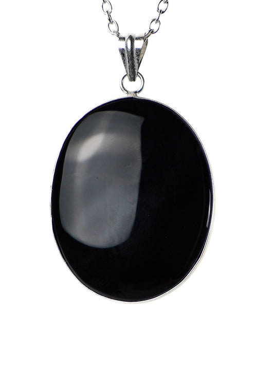 Collana Placcata Argento con Onice Nero Naturale