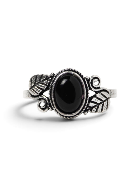 Anello Placcato Argento con Onice Nero