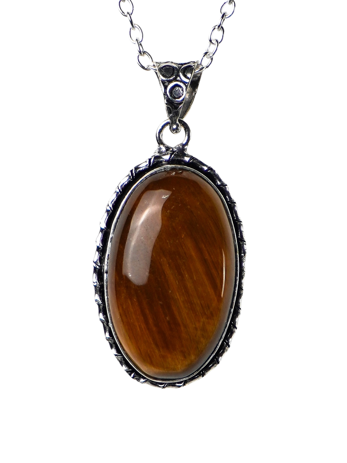 Collana Placcata Argento con Occhio di Tigre Naturale