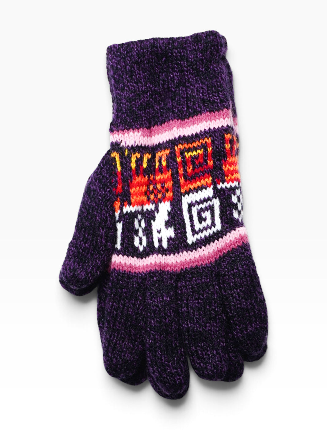 Guanti artigianali ecuadoriani in lana di alpaca – Fantasia andina multicolore