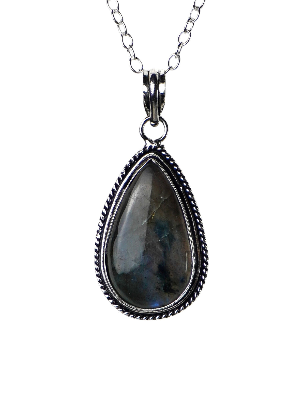 Collana Placcata Argento con Labradorite Naturale