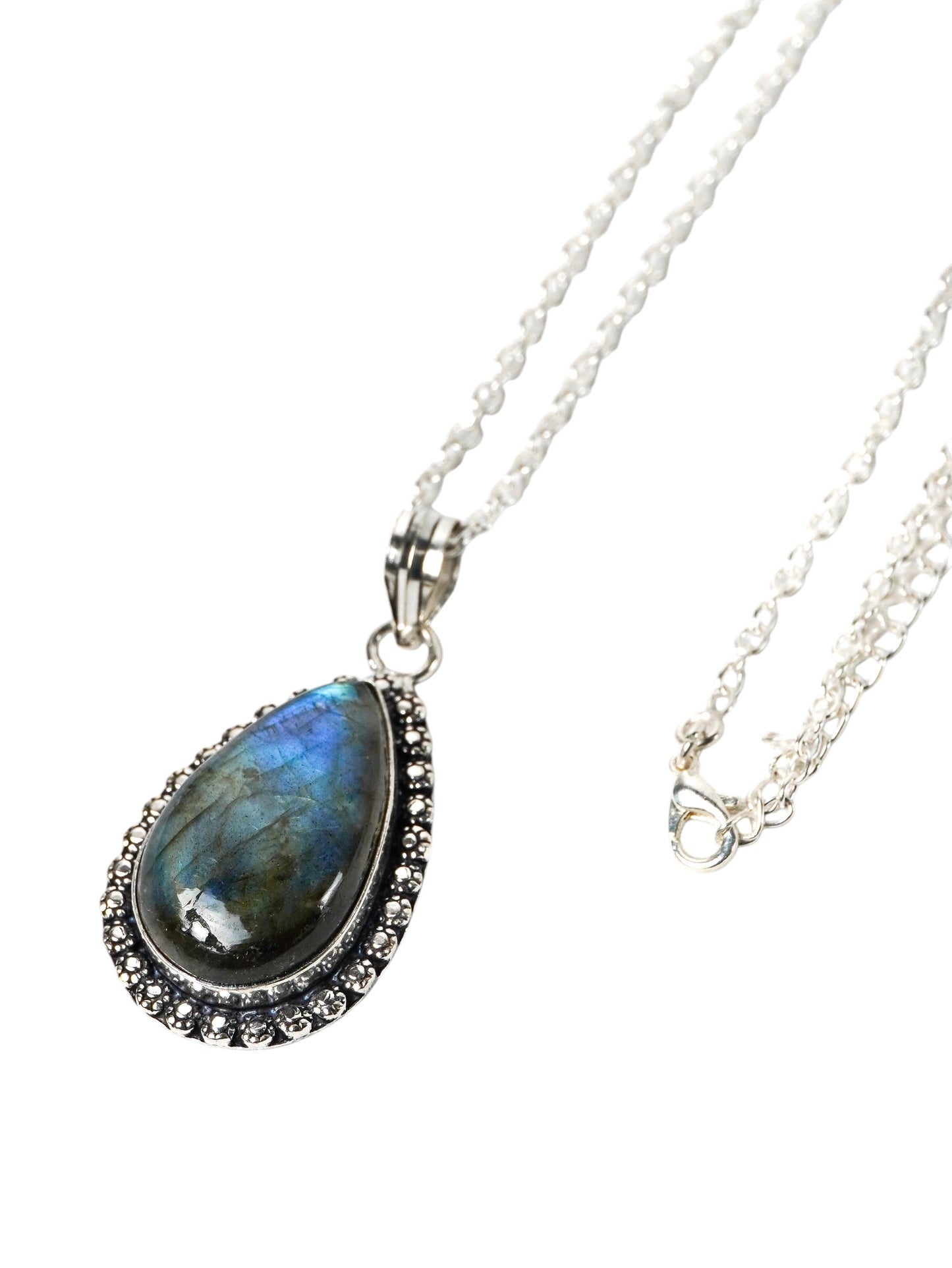 Collana Placcata Argento con Labradorite Naturale