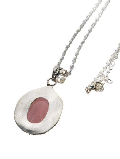 Collana Placcata Argento con Quarzo Rosa Naturale
