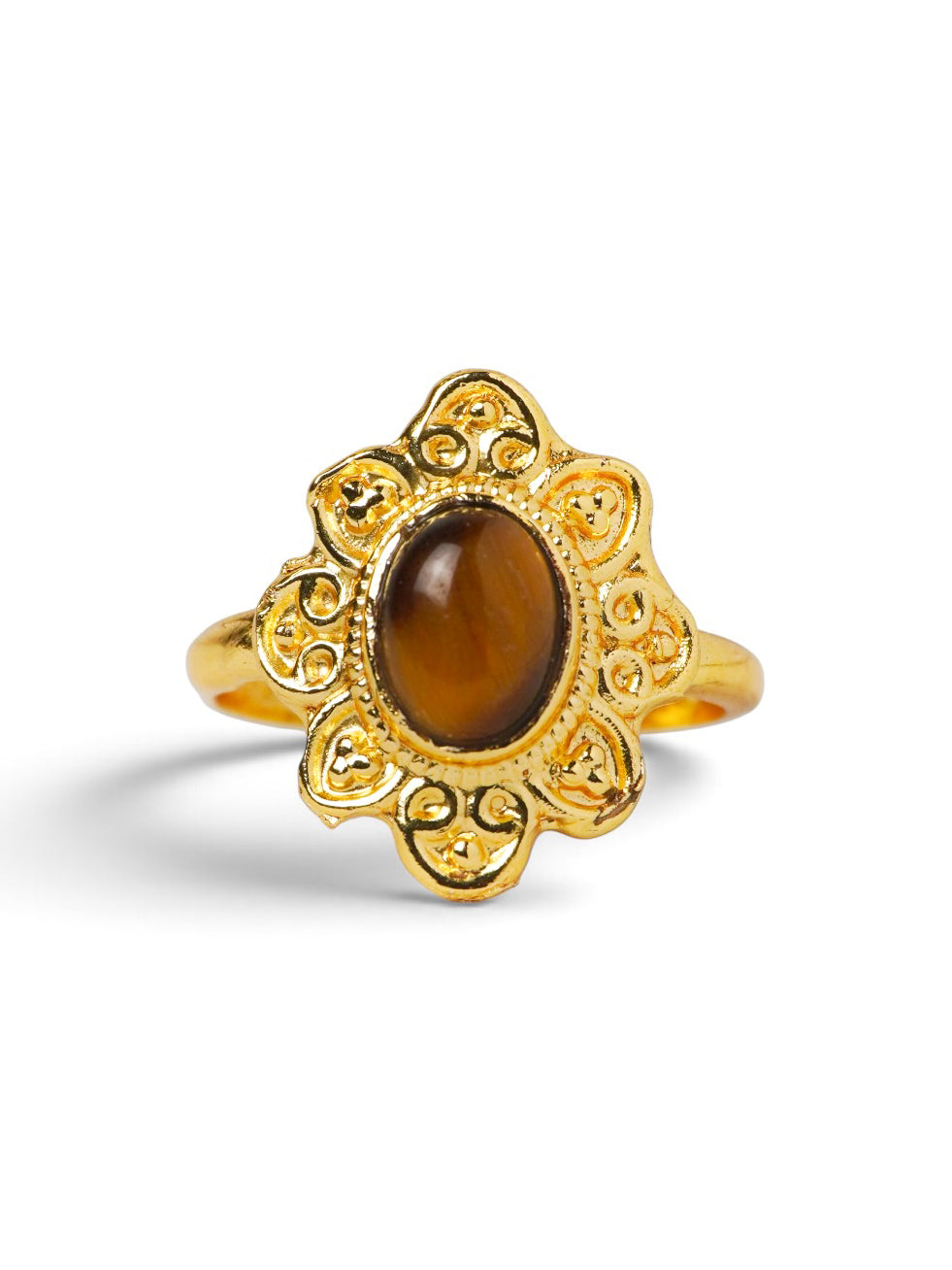 Anello Placcato Argento con Occhio di Tigre