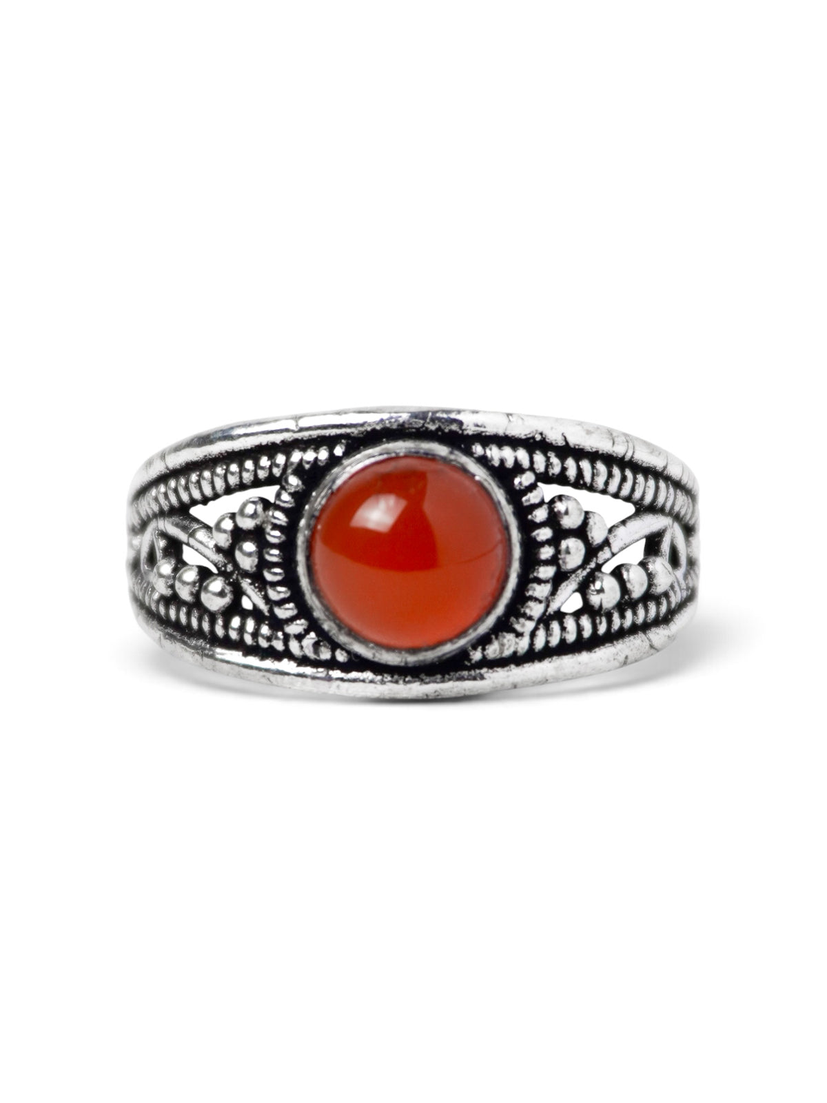 Anello Placcato Argento con Corniola