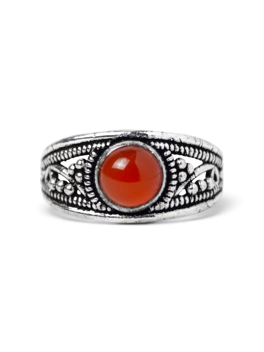 Anello Placcato Argento con Corniola