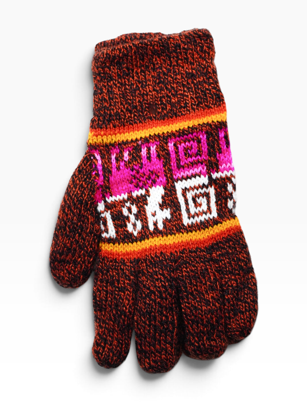 Guanti artigianali ecuadoriani in lana di alpaca – Fantasia andina multicolore
