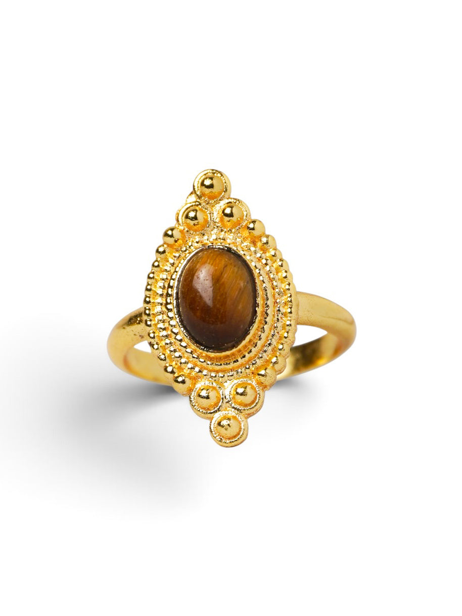 Anello Placcato Argento con Occhio di Tigre
