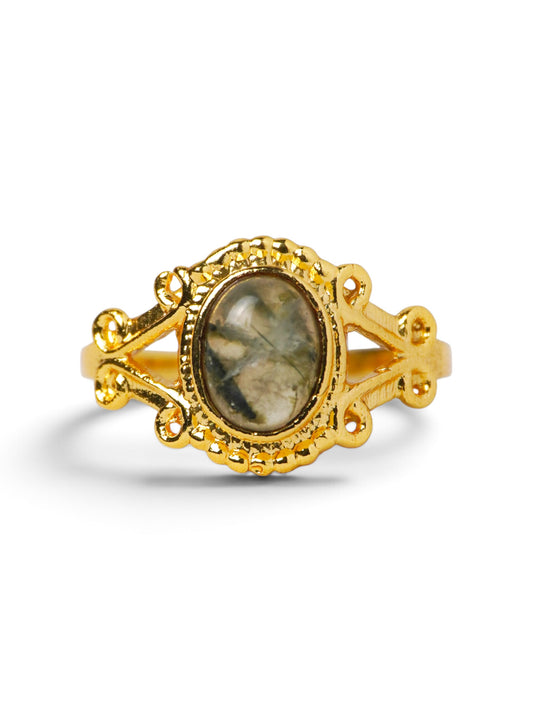 Anello Placcato Argento con Quarzo Rutilato