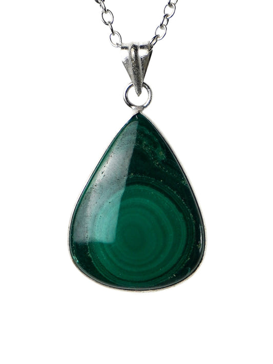 Collana Placcata Argento con Malachite Naturale