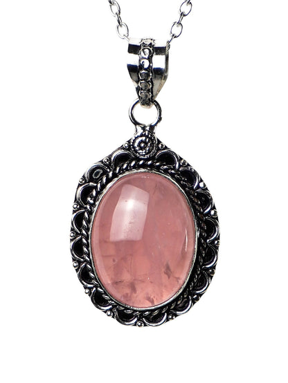 Collana Placcata Argento con Quarzo Rosa Naturale