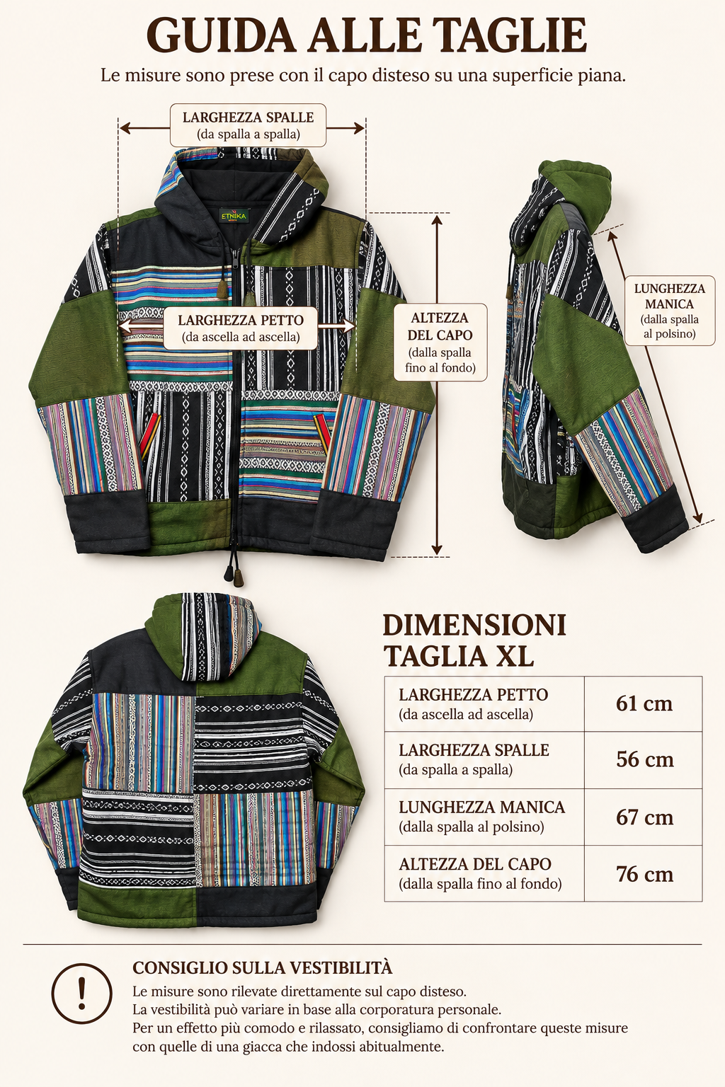 Giacca artigianale nepalese Etnika – Verde e nero