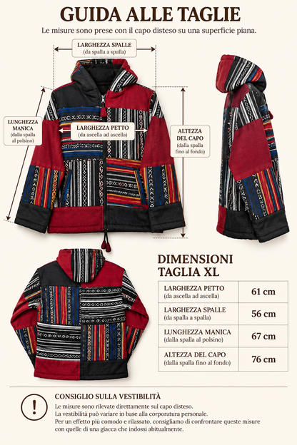 Giacca artigianale nepalese Etnika – Rosso e nero