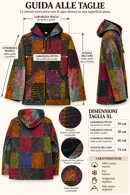 Giacca artigianale nepalese patchwork