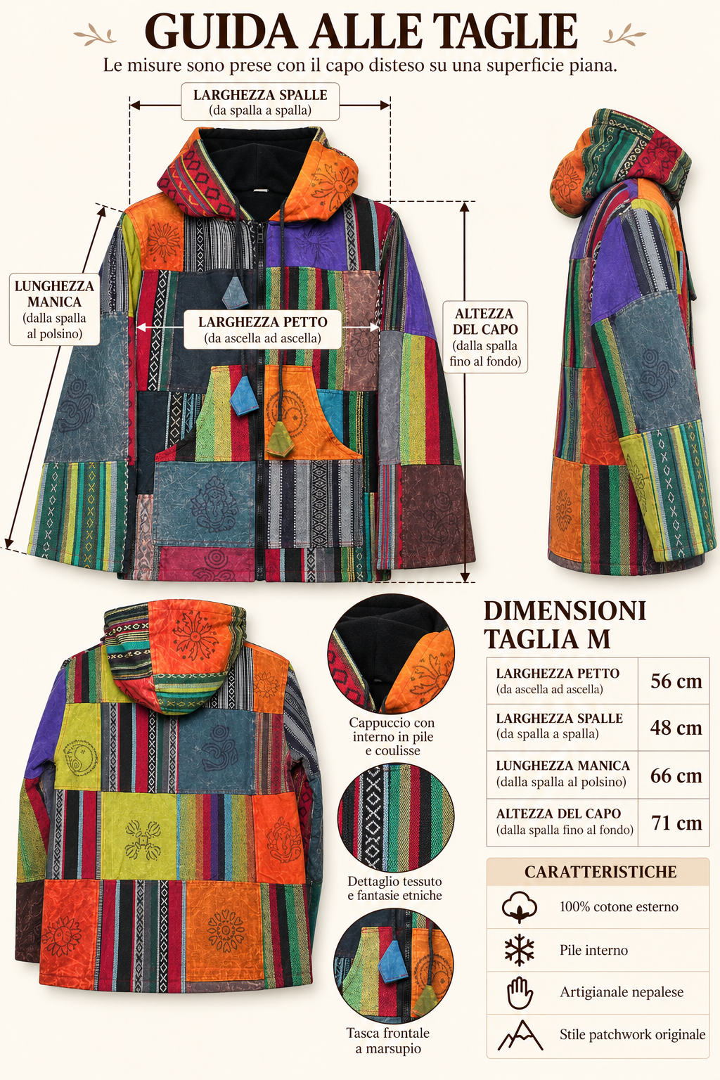 Giacca artigianale nepalese patchwork - Motivi etnici
