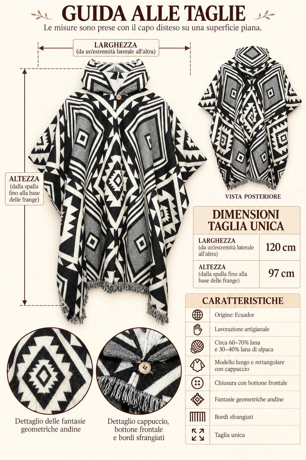 Poncho artigianale andino – Geometrie Ancestrali