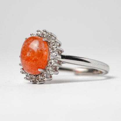 Anello in argento 925 con Pietra del Sole – Design Floreale