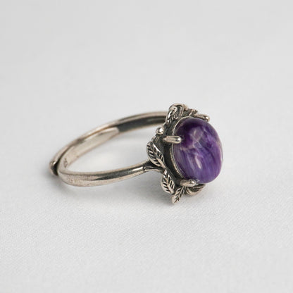 Anello in argento 925 con charoite naturale