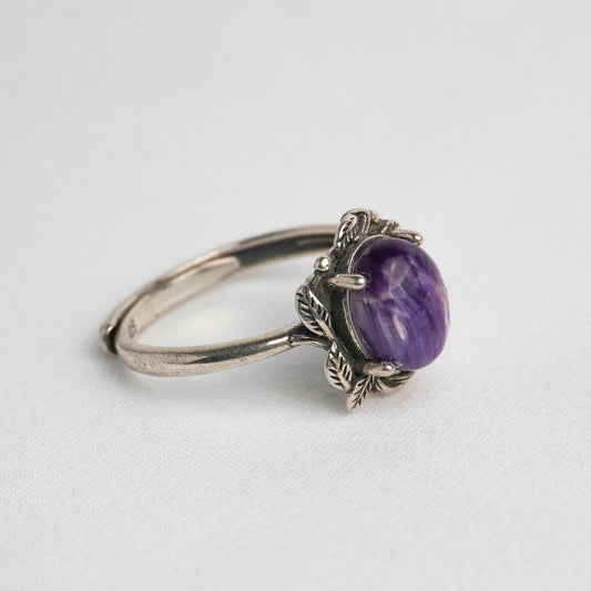 Anello in argento 925 con charoite naturale