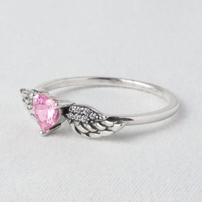 Anello Cuore Alato Rosa