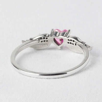 Anello Cuore Alato Rosa
