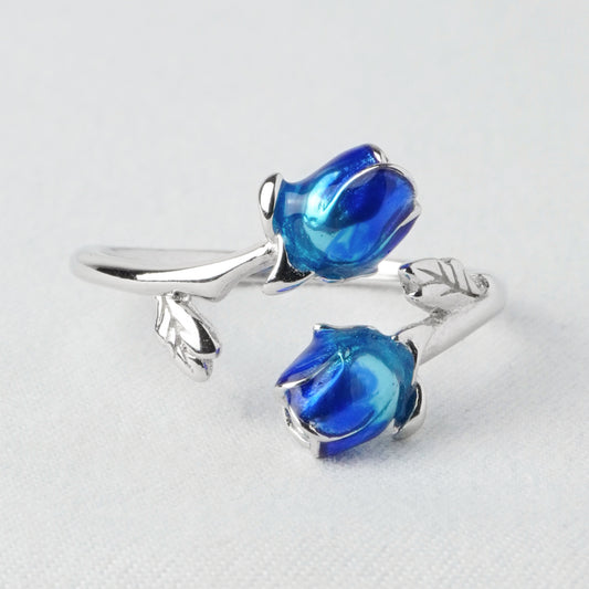 Anello Rosa Blu Gemella