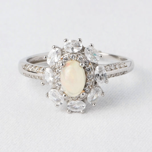 Anello Fiore Iridescente – Opale