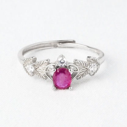 Anello Foglia di Luce – Rubino