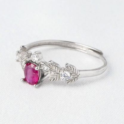Anello Foglia di Luce – Rubino