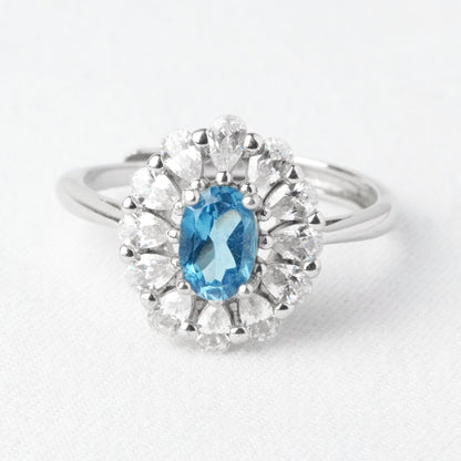 Anello Fiore di Luce – Topazio London Blue